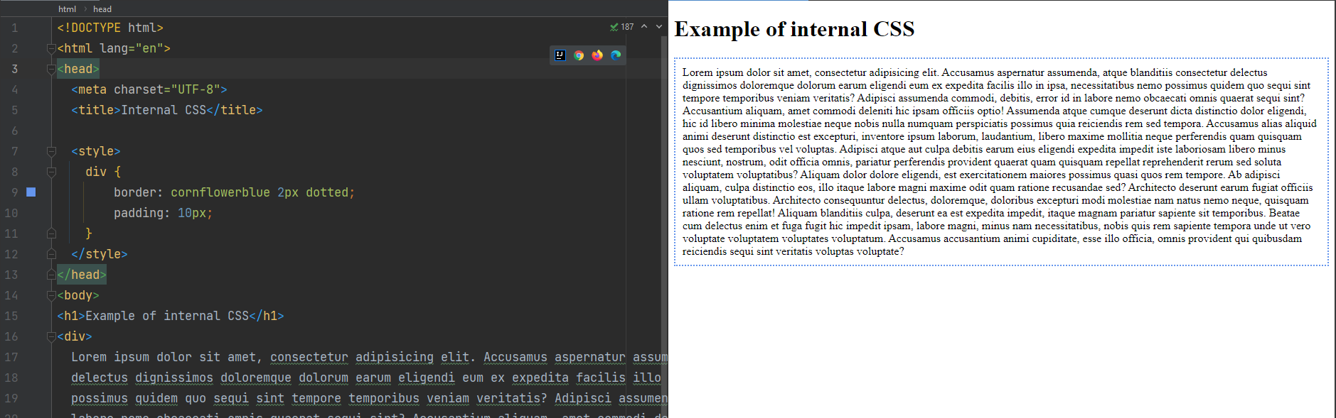 Esempio di stylesheet interno