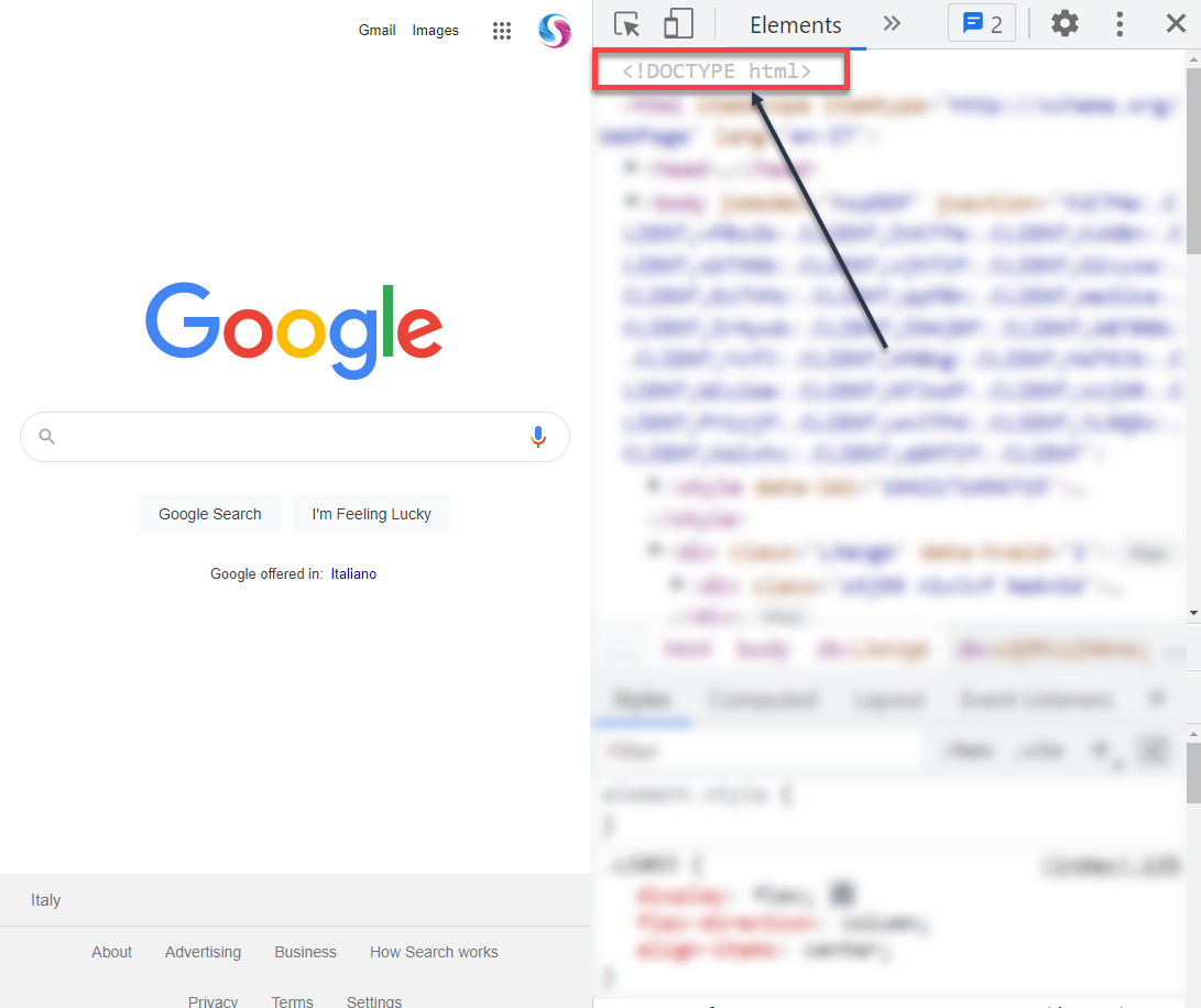 Google Search DOCTYPE