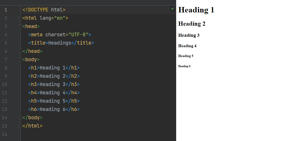 Esempio di HTML Headings