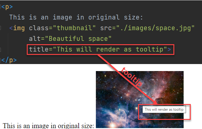 Esempio di tooltip su un immagine
